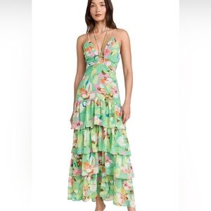 ASTR the Label Aneira Dress - Green Pink Multi - Size M - NWT